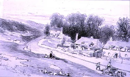 Road with Cottages, Carts, and Geese